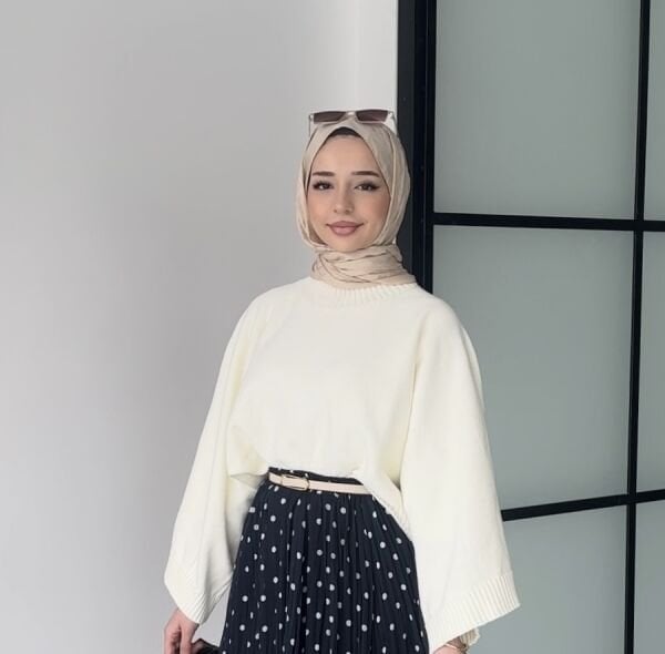 Oversize Kesim Kazak ekru - standart