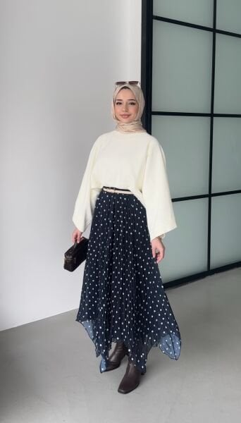 Puantiye Etek lacivert - standart