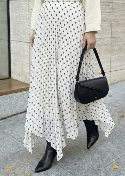 Puantiye Etek beyaz - standart