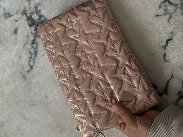 Yıldız Baskılı Clutch Çanta pembe