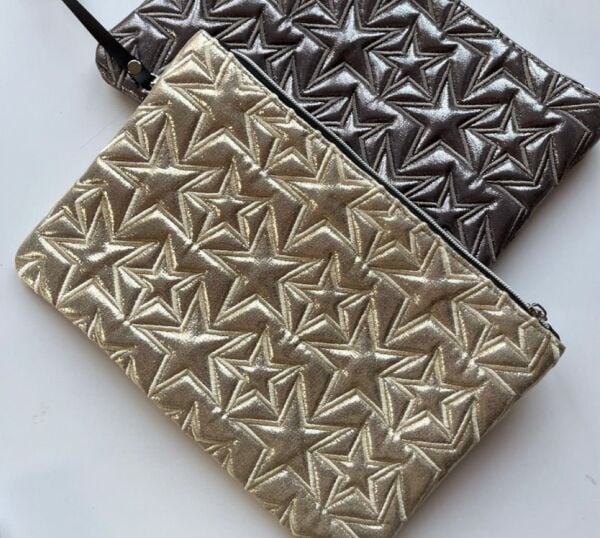 Yıldız Baskılı Clutch Çanta gold