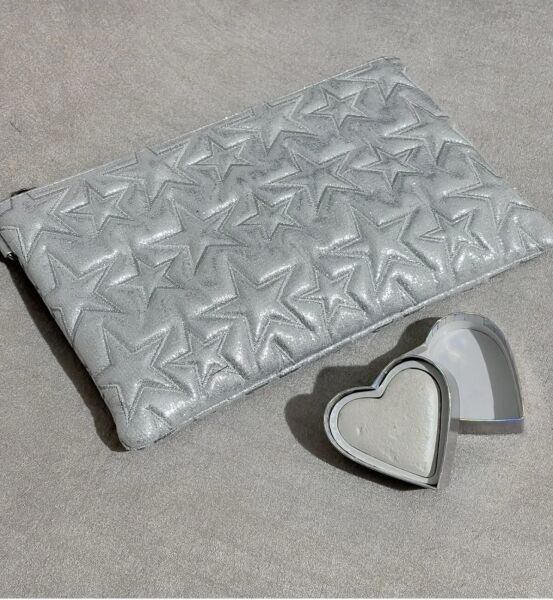 Yıldız Baskılı Clutch Çanta gümüş