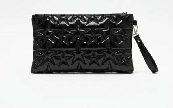 Yıldız Baskılı Clutch Çanta rugan